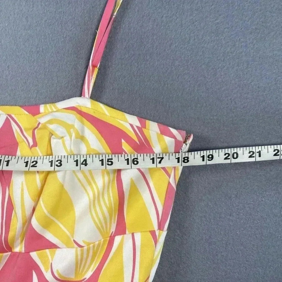 Donna Ricco New York Cotton Dress Size 12 Pink and Yellow Floral Tulip w Pockets - Picture 13 of 14